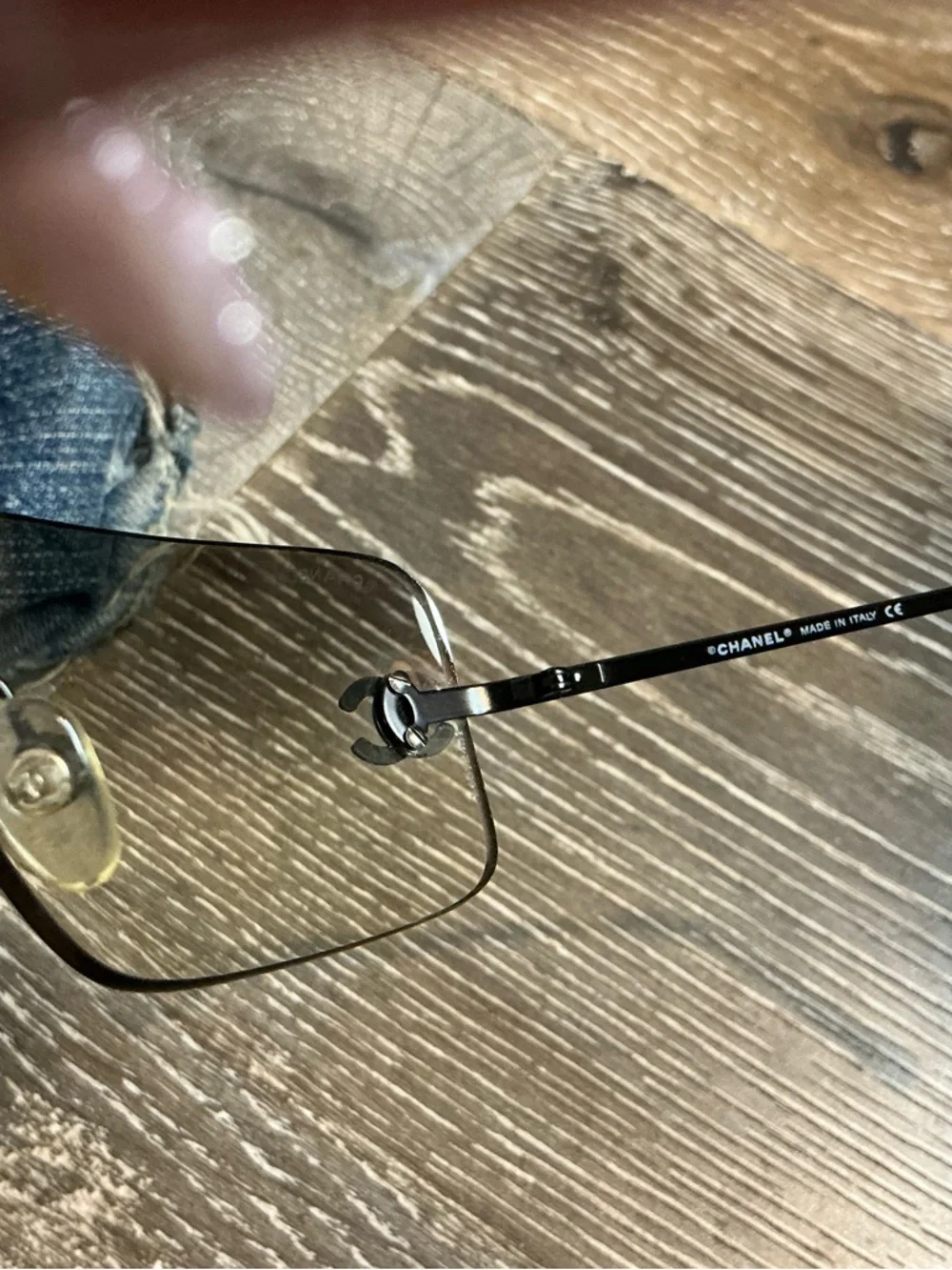 CHANEL Rimless Gradient Sunglasses - Black Frame with Gray-to-Cream Lenses - Picture 8 of 9